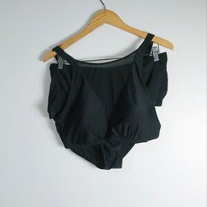 20 Swimsuits For All Plus Size Black Mesh Panel High Waist Bikini